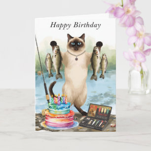 Carte Anniversaire des amateurs de pêche avec aquarelle