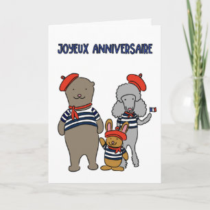 Carte Anniversaire des amis des animaux français Joyeux