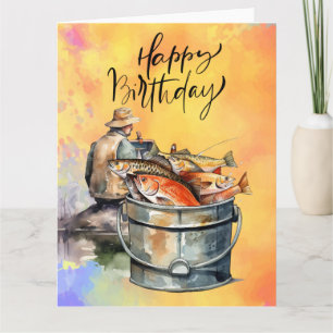 Carte Anniversaire des amoureux de la pêche avec de l'aq