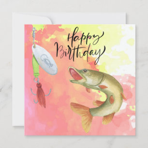 Carte Anniversaire des amoureux de la pêche avec de l'aq