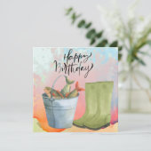 Carte Anniversaire des amoureux de la pêche avec de l'aq (Debout devant)