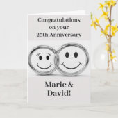 Carte Anniversaire des Bagues Mariages en argent mignonn (Fleur jaune)