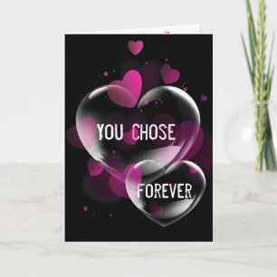 Carte Anniversaire des bulles cardiaques sur le noir