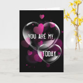 Carte Anniversaire des bulles cardiaques sur le noir (Fleur jaune)