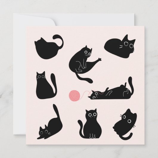 Carte Anniversaire des chats noirs soyeux (Devant)