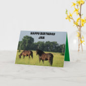 Carte Anniversaire des chevaux (Fleur jaune)