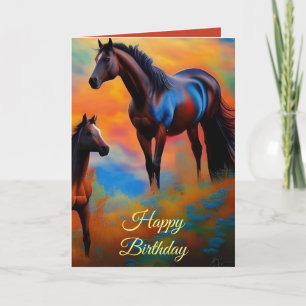 Carte Anniversaire des Chevaux sauvages