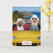 Carte Anniversaire des chiens mignons (Fleur jaune)