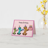 Carte Anniversaire des chiots Fun (Fleur jaune)