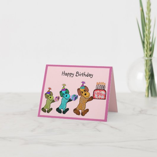 Carte Anniversaire des chiots Fun (Devant)