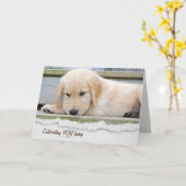 Carte Anniversaire des chiots Golden Retriever (Fleur jaune)