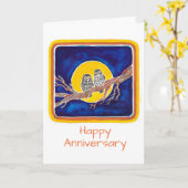 Carte Anniversaire des Chouettes (Fleur jaune)