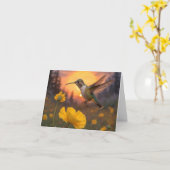 Carte Anniversaire des colibris (Fleur jaune)