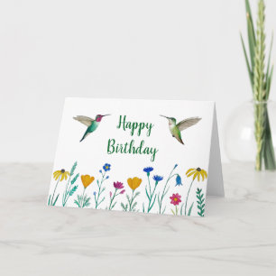 Carte Anniversaire des colibris et Fleur sauvage d'Anna