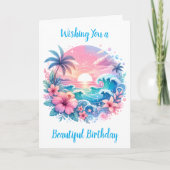 Carte Anniversaire des côtes roses et bleues (Devant)