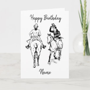 Carte Anniversaire des cyclistes Vintages Black and Whit