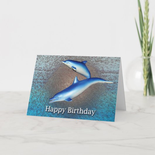 Carte Anniversaire des dauphins bleus (Devant)