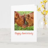 Carte Anniversaire des deux vaches (Fleur jaune)