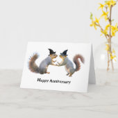 Carte Anniversaire des écureuils sorciers (Fleur jaune)