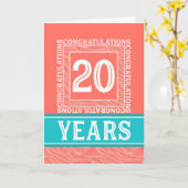 Carte Anniversaire des employés 20 ans - Décoratif (Fleur jaune)