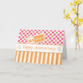 Carte Anniversaire des employés 20 ans orange rose (Fleur jaune)