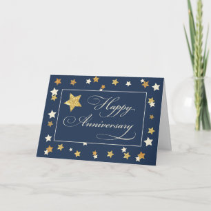 Carte Anniversaire des employés Marine Gold Effet Stars