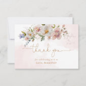 Carte Anniversaire des fleurs sauvages rose vif merci (Devant)