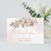 Carte Anniversaire des fleurs sauvages rose vif merci (Debout devant)