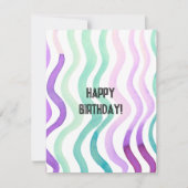 Carte Anniversaire des lignes d'eau violet et vert (Devant)