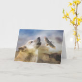 Carte Anniversaire des loups et des faucons (Fleur jaune)