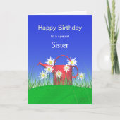 Carte Anniversaire des marguerites soeurs et canettes d' (Devant)