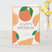 Carte Anniversaire des Oranges Modernes (Fleur jaune)