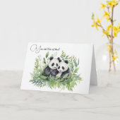 Carte Anniversaire des ours de panda (Fleur jaune)