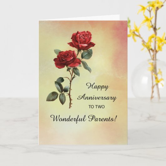 Carte Anniversaire des parents Mariages Belles Roses rou (Fleur jaune)