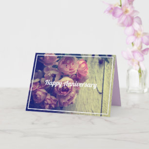 Carte Anniversaire des roses roses vintages