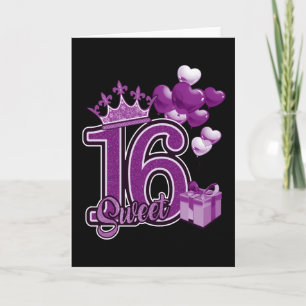 Carte Anniversaire des seize ans violet