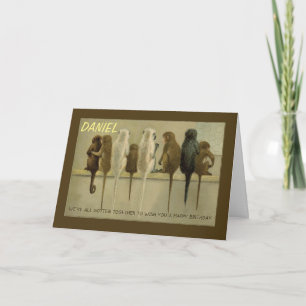 Carte Anniversaire des singes du groupe, personnalisable