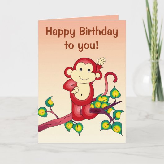 Carte Anniversaire des singes rouges (Devant)