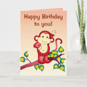 Carte Anniversaire des singes rouges