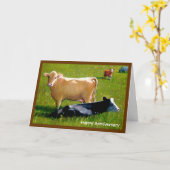 CARTE ANNIVERSAIRE DES VACHES (Fleur jaune)