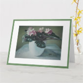 Carte Anniversaire des violons africains roses par Pola. (Fleur jaune)