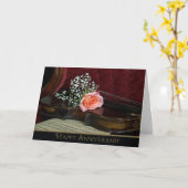Carte Anniversaire des violons et des Mariages Roses (Fleur jaune)