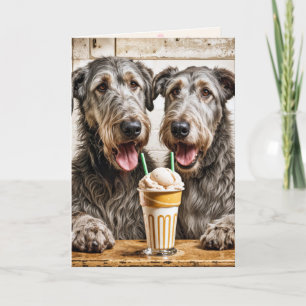 Carte Anniversaire des Wolfhounds irlandais partageant u