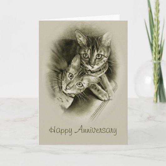 Carte Anniversaire : Deux chats du Bengale, ART original (Devant)