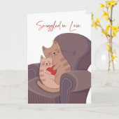 Carte Anniversaire deux chats Whimsical battus dans l'am (Fleur jaune)