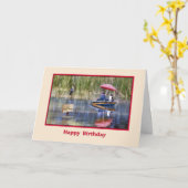 Carte Anniversaire, deux pêcheurs au lac (Fleur jaune)