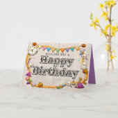 Carte Anniversaire d'Halloween (Fleur jaune)