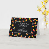Carte Anniversaire d'Halloween Candy Corn sur noir (Fleur jaune)