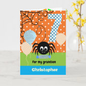 Carte Anniversaire d'Halloween d'enfant araignée effraya (Fleur jaune)