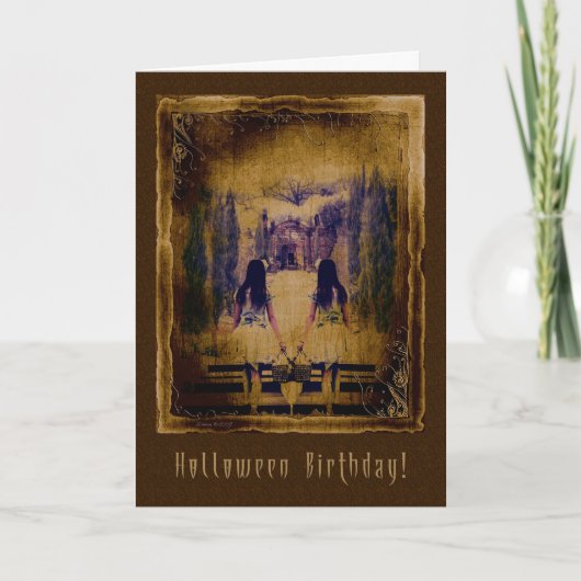 Carte Anniversaire d'Halloween - Haunting Éffrayant Girl (Devant)